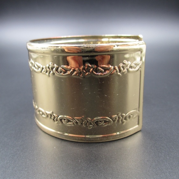 Vintage Gold Tone Ornate Heavy Cuff Bracelet - Picture 2 of 8